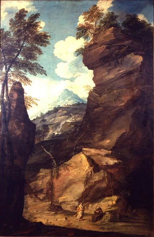 Giuseppe Zola-18-Paesaggio  con eremita e angeli - Pinacoteca Nazionale, Ferrara